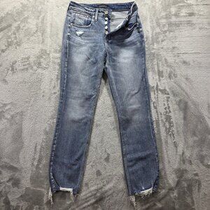 Silver Jeans Women's Size 25x28 Blue Beau Button Fly Raw Him Slim Fit Preppy